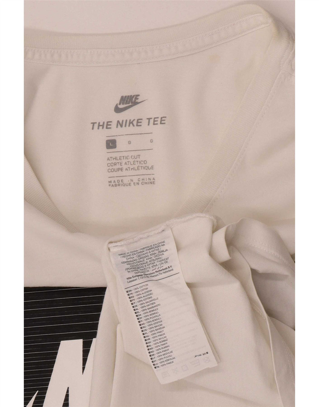 Nike - T-shirt grafica da uomo con taglio atletico, grande, in cotone bianco