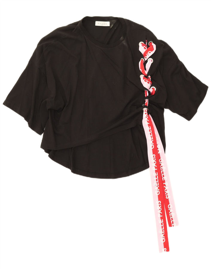 Gaelle Camicetta oversize grafica da donna Top US 0 2XS Cotone nero