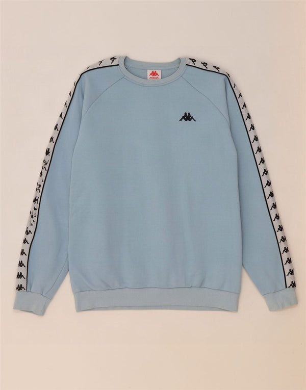 Felpa grafica da uomo Kappa, maglione grande, cotone color block blu