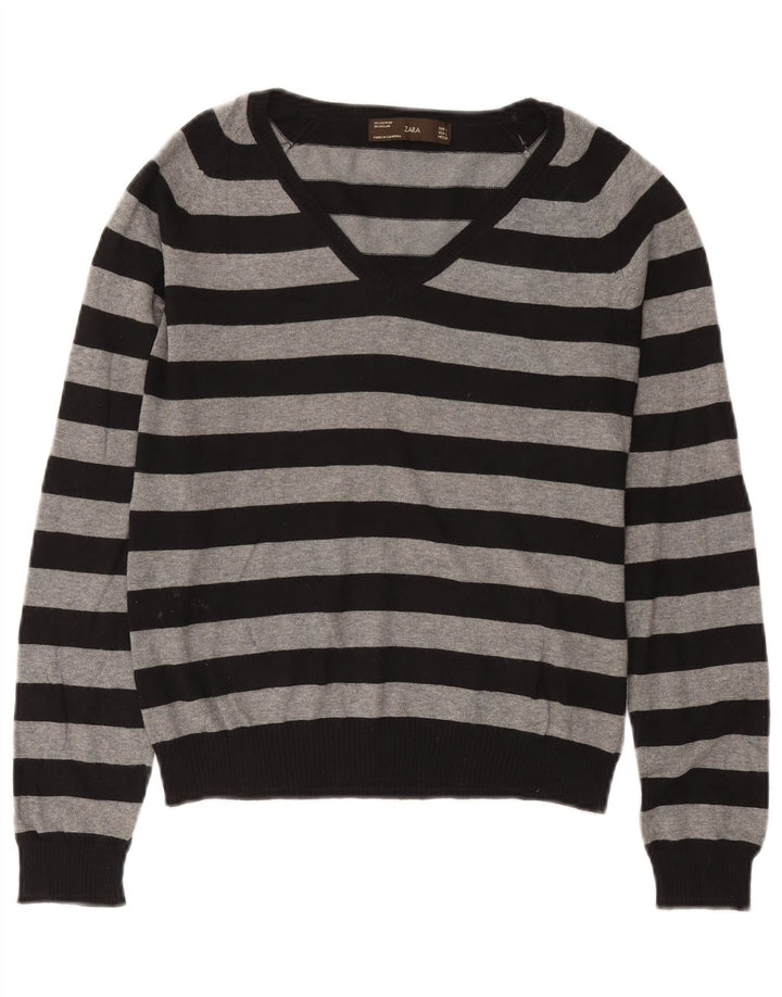 Maglione Zara da donna con scollo a V UK 14 grande nero