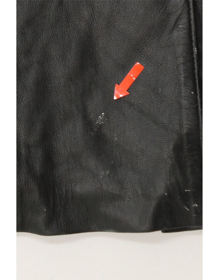 VINTAGE Womens Leather Coat UK 12 Medium Black Leather Vintage Vintage and Second-Hand Vintage from Messina Hembry 