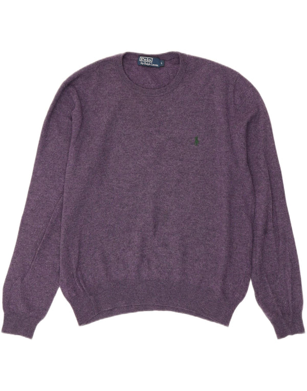 POLO RALPH LAUREN Mens Crew Neck Jumper Sweater Large Purple Flecked