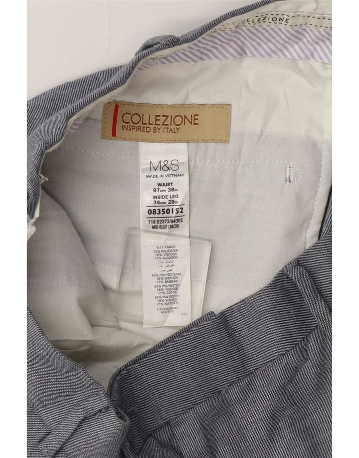 Pantaloni casual dritti da uomo Marks & Spencer W38 L29 poliestere blu
