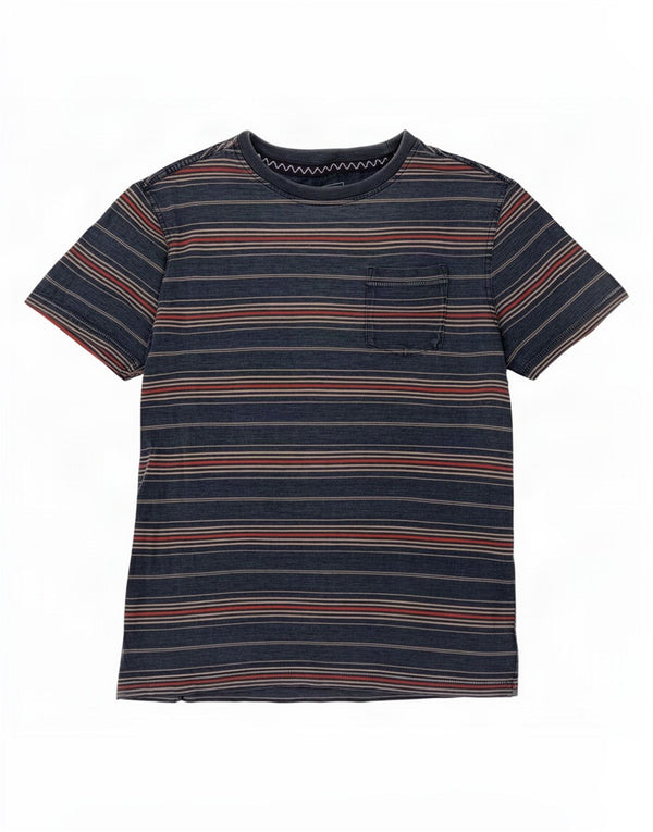 T-shirt da uomo Fat Face Indigo Dye Top piccolo in cotone a righe blu navy