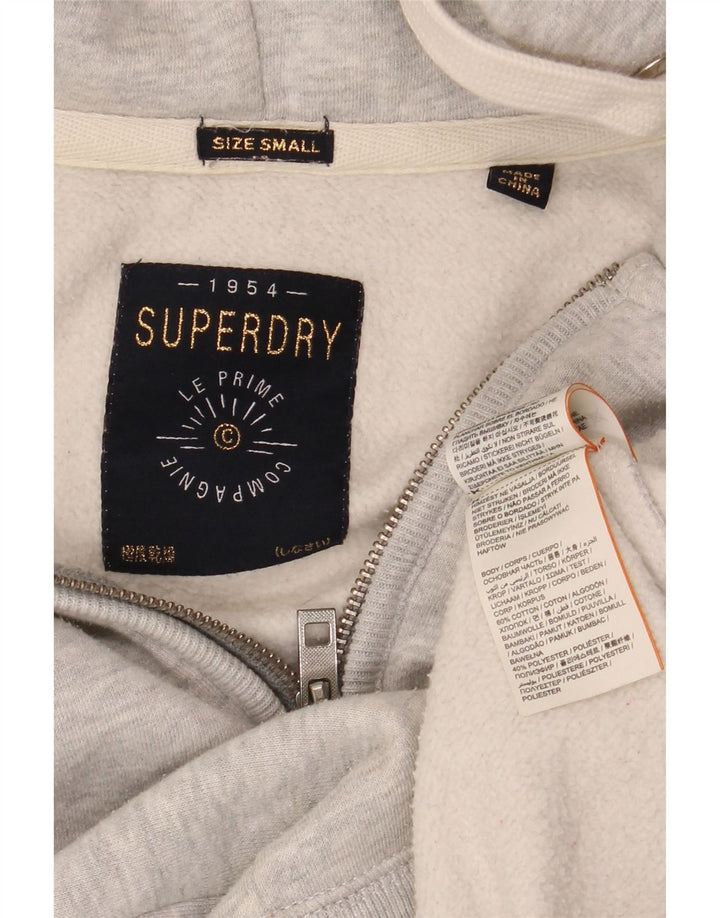 Maglione con cappuccio e zip grafica da uomo SUPERDRY in cotone chiazzato grigio piccolo