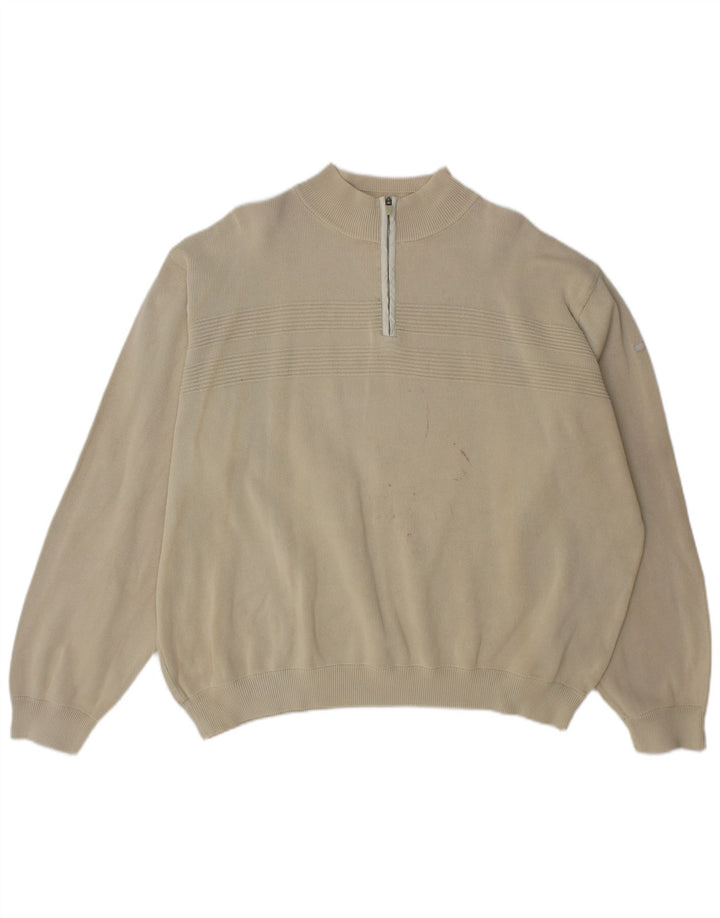 Maglione maglione con zip da uomo Marks & Spencer 2XL cotone beige