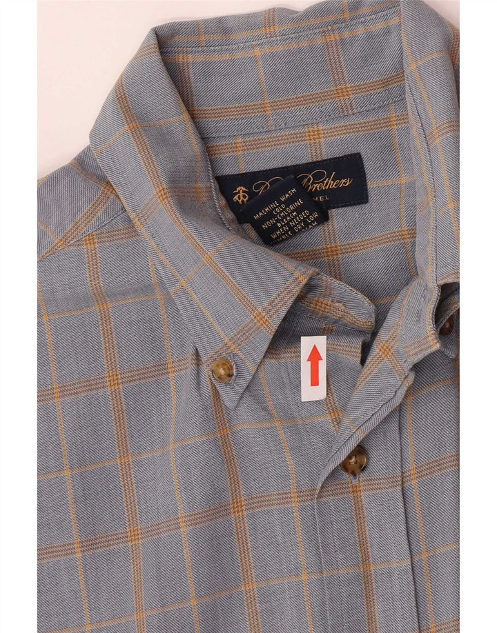 Camicia in flanella da uomo Brooks Brothers in cotone scozzese blu medio