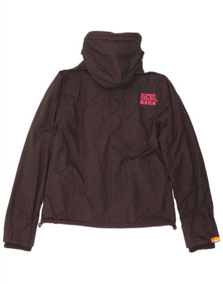 Giacca a vento con cappuccio da donna Superdry UK 16 grande nylon nero