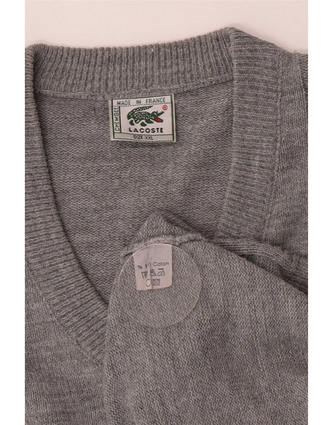 Maglione maglione con scollo a V da uomo Lacoste 2XL cotone grigio