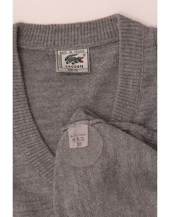 Maglione maglione con scollo a V da uomo Lacoste 2XL cotone grigio