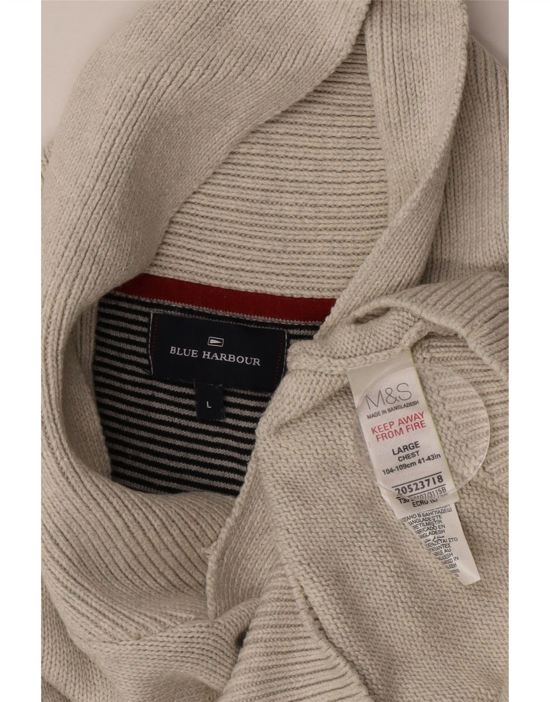 MARKS & SPENCER Maglione da uomo con collo a scialle UK 41/43 Grande Grigio