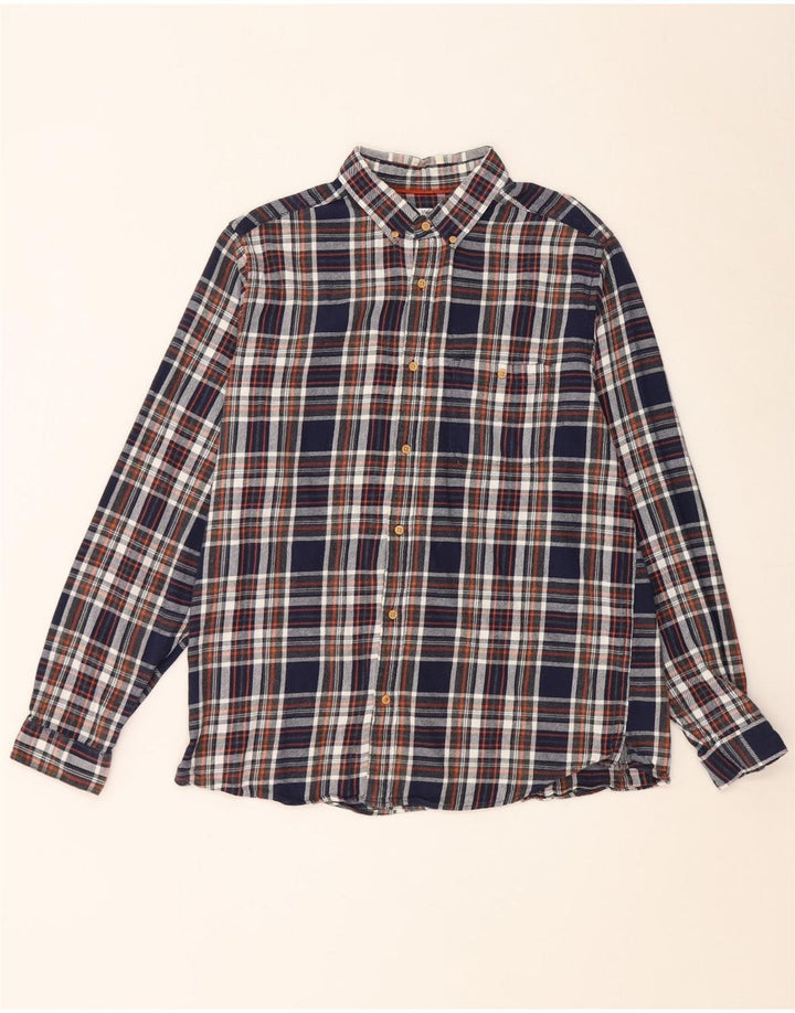 Max&Co. Camicia da uomo in flanella di cotone a quadri grandi blu navy