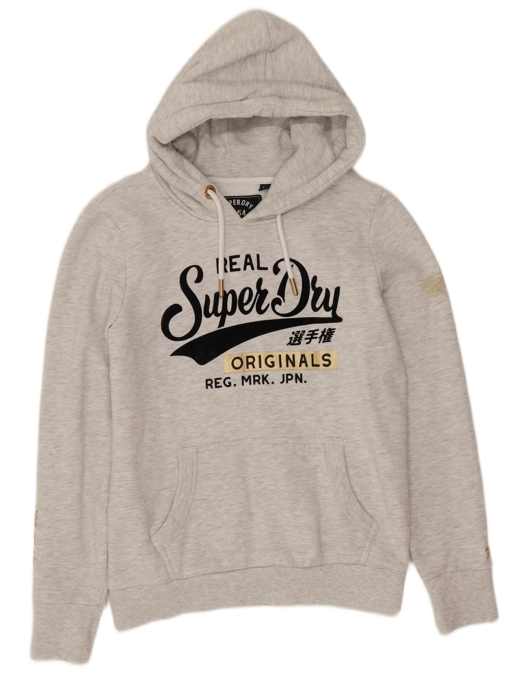 Felpa con cappuccio grafica da donna Superdry UK 12 Poliestere grigio medio