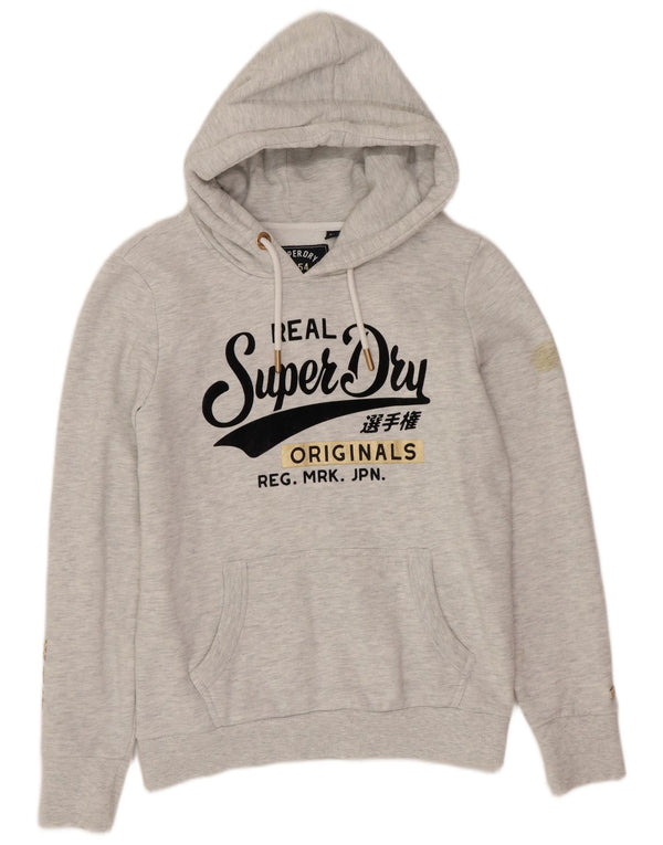 Felpa con cappuccio grafica da donna Superdry UK 12 Poliestere grigio medio