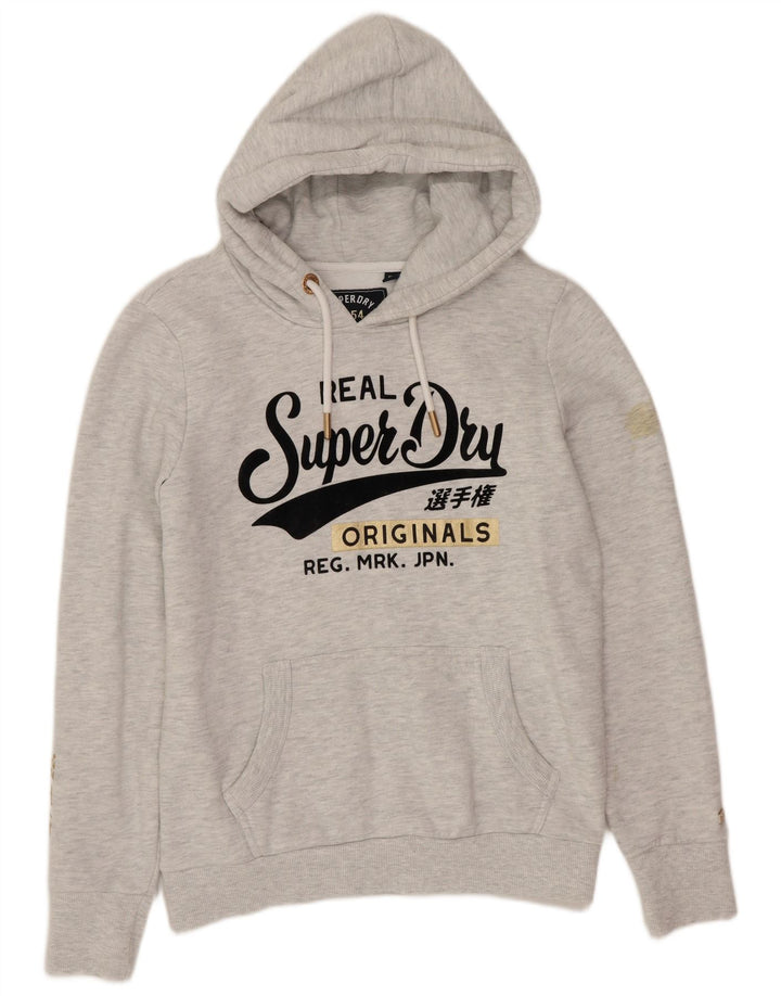 Felpa con cappuccio grafica da donna Superdry UK 12 Poliestere grigio medio
