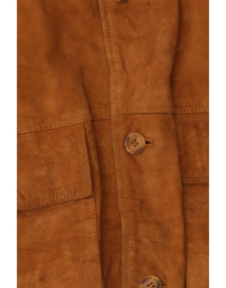 Giubbotto bomber vintage in pelle scamosciata da uomo IT 50 grande in pelle marrone