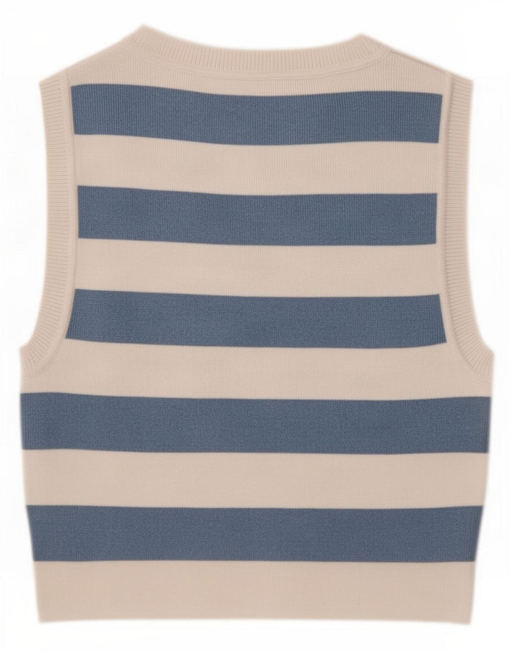 Canotta corta da donna Zara UK 12 a righe blu medio