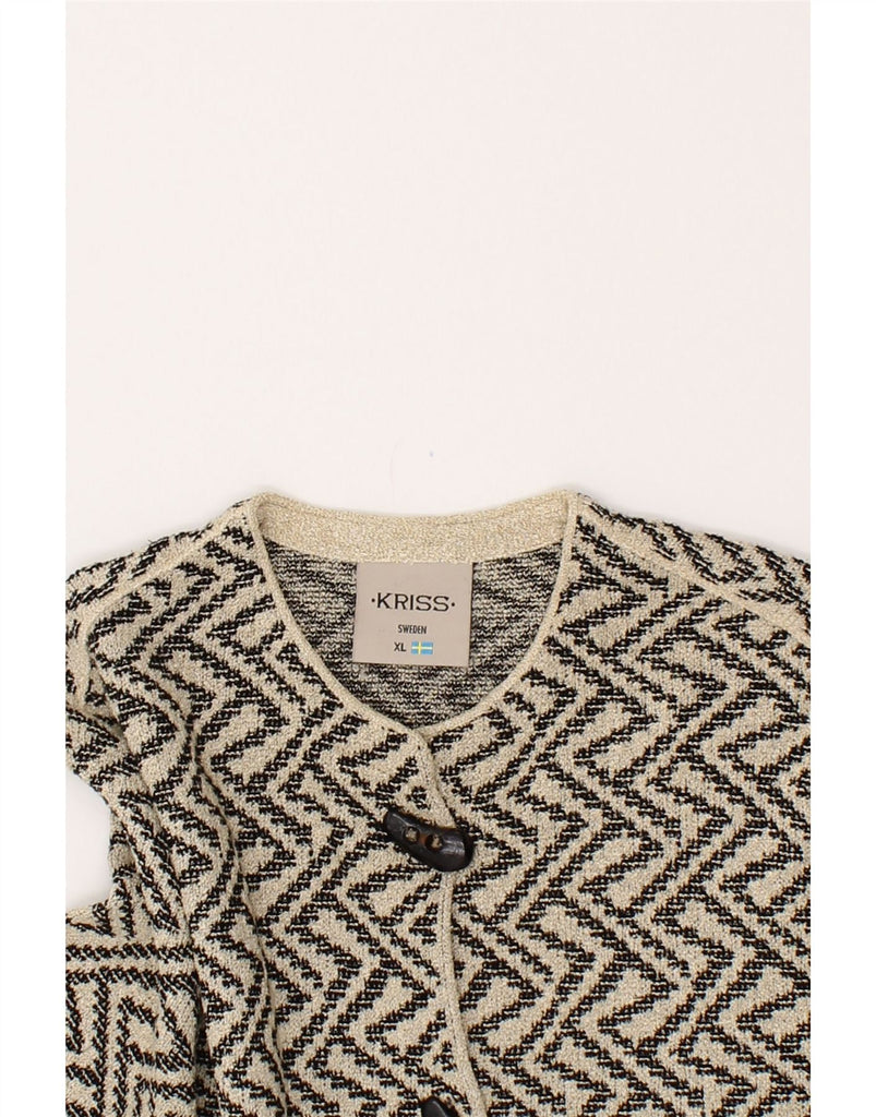 KRISS SWEDEN Womens Cardigan Sweater UK 18 XL Beige Chevron Vintage Kriss Sweden and Second-Hand Kriss Sweden from Messina Hembry 