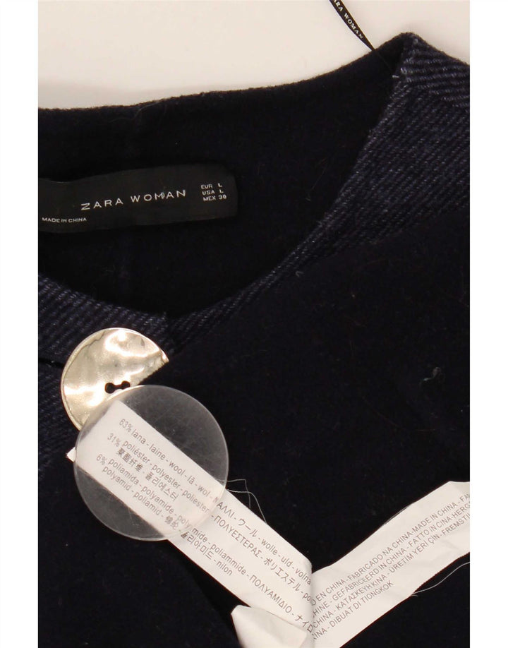 Soprabito oversize con maniche a 3/4 da donna Zara UK 16 Large in lana blu navy