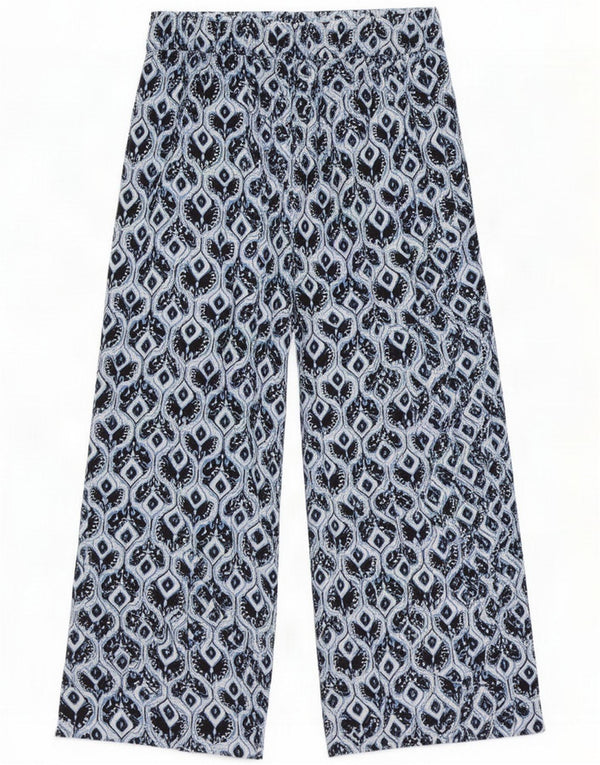 Marks & Spencer Pantaloni capri a vita alta da donna UK 12 Medium W30 L22 Blu