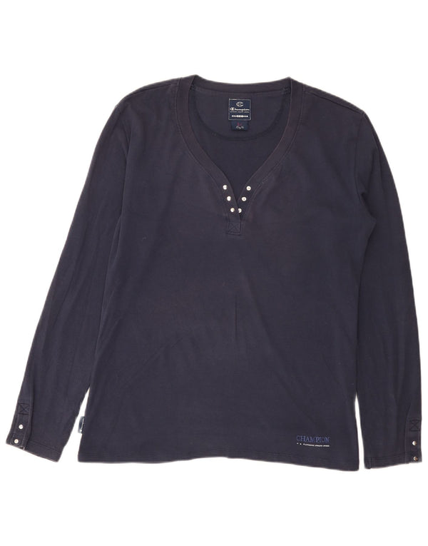 Top a maniche lunghe da donna Champion Easy Fit UK 18 XL cotone blu navy