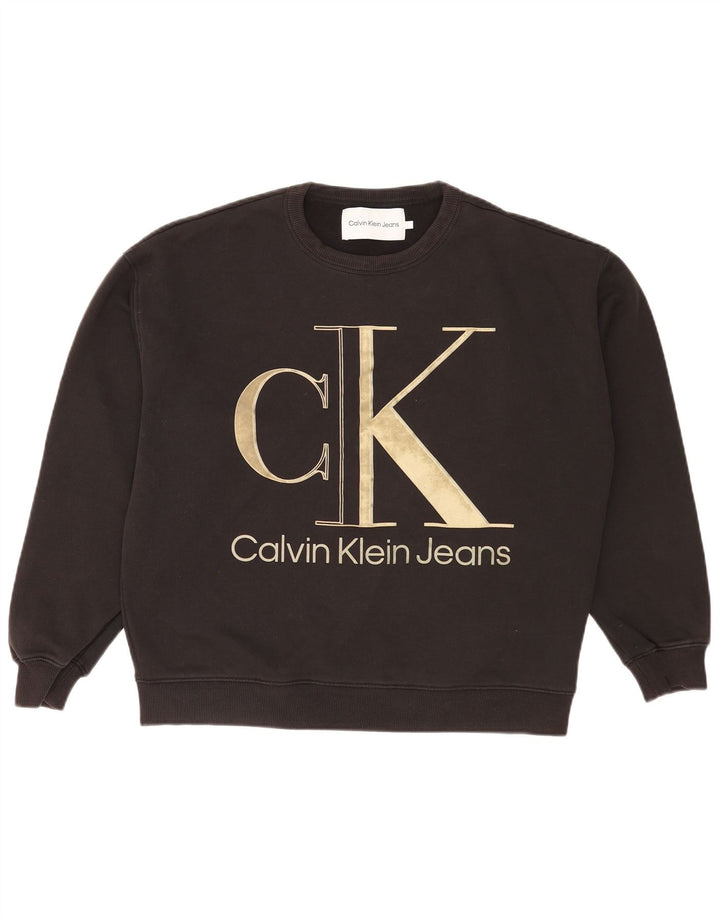 Calvin Klein Jeans Felpa grafica da uomo Maglione grande cotone nero