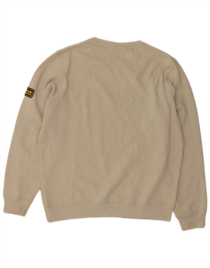 Barbour Uomo Felpa Maglione Cotone Beige Medio