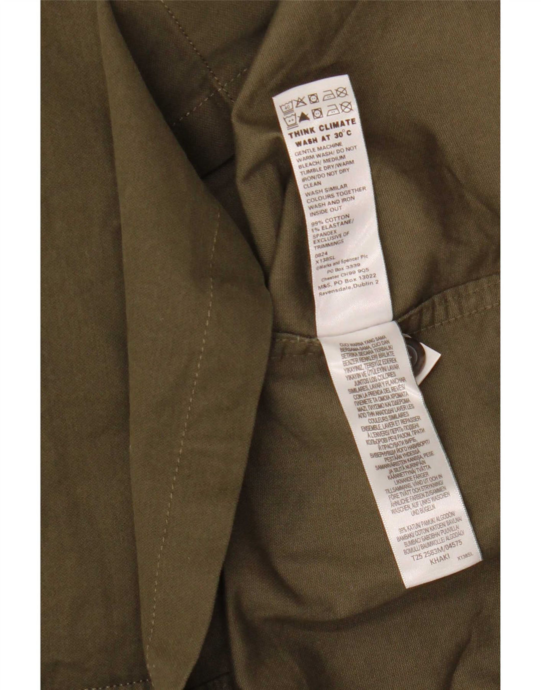 Camicia overshirt da uomo Marks & Spencer piccola in cotone kaki