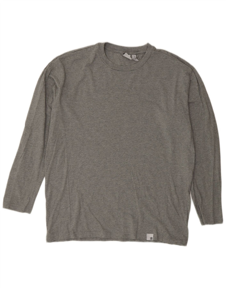Top Adidas da uomo a maniche lunghe in cotone grigio medio