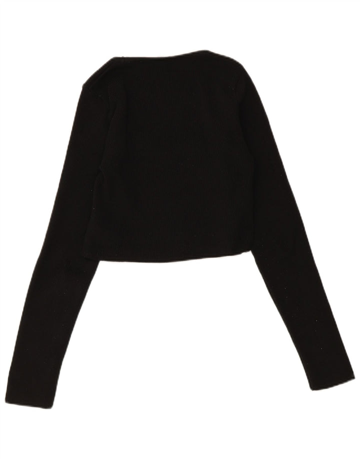 Maglione cardigan corto da donna Zara UK 12 poliestere nero medio