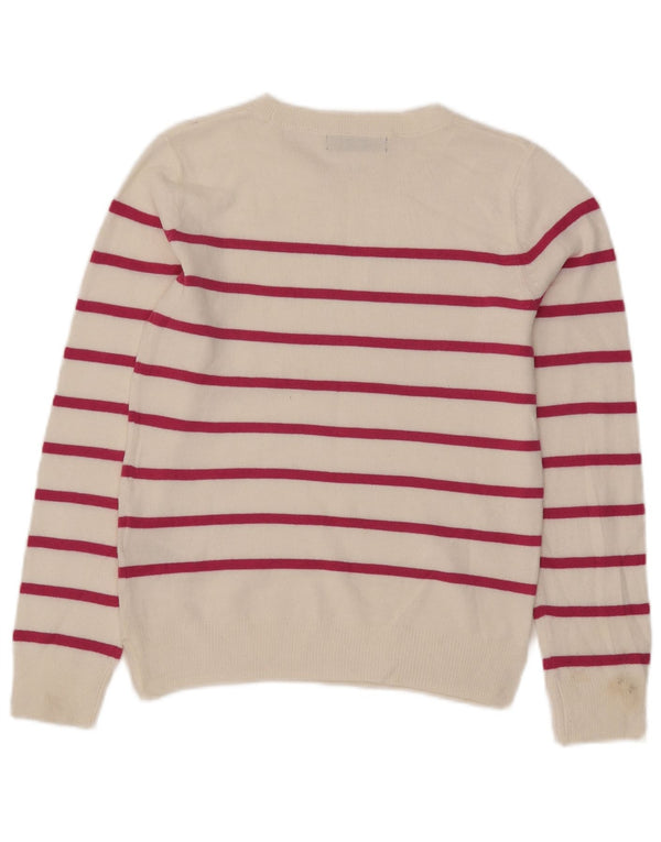 Maglione maglione girocollo da donna Marks & Spencer UK 6 XS bianco sporco a righe