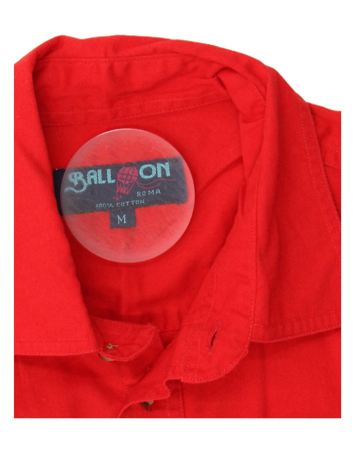 BALL ON Mens Shirt Medium Red Cotton Vintage Ball On and Second-Hand Ball On from Messina Hembry 