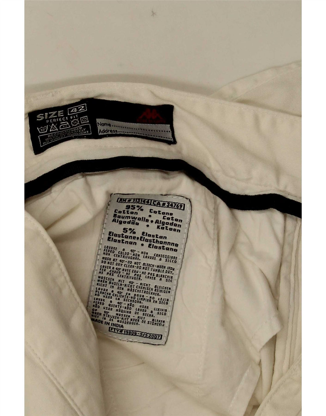 Pantaloncini chino da donna Kappa IT 42 medi W30 cotone bianco sporco