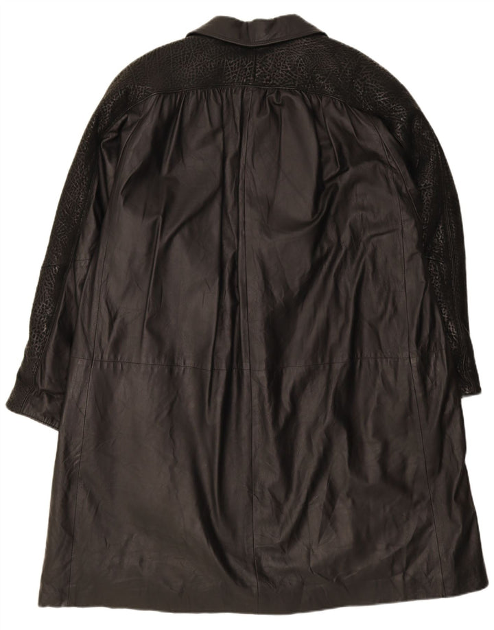 NORMA Womens Leather Coat UK 20 2XL Black Animal Print
