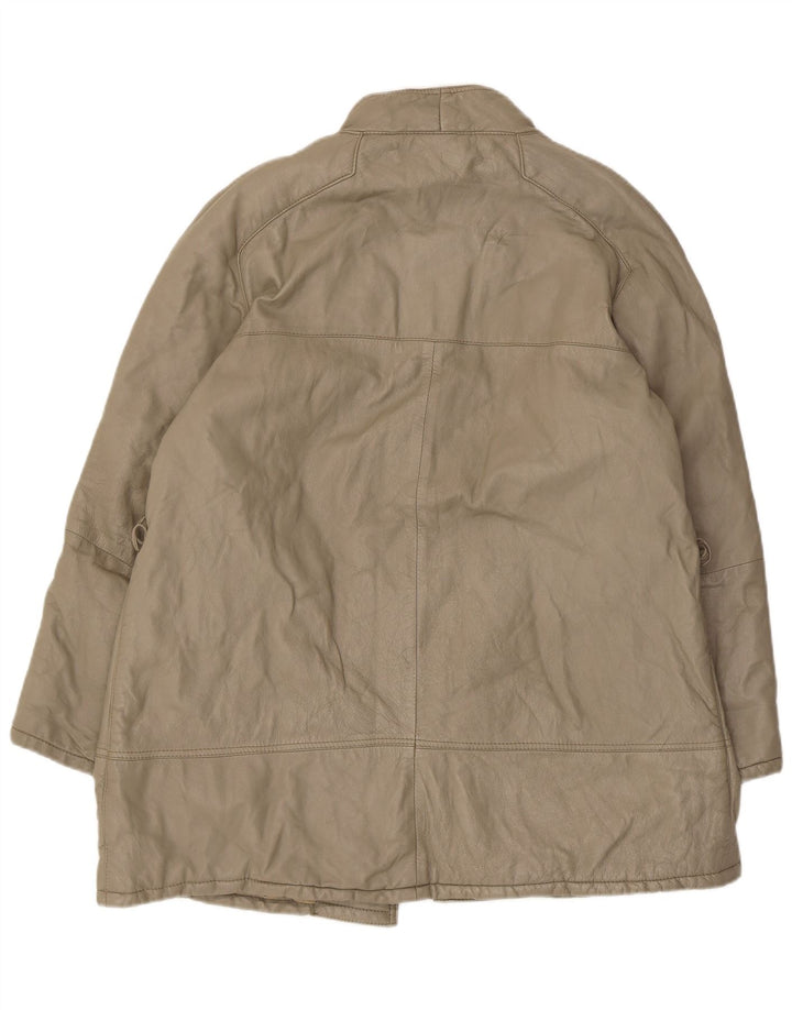 Cappotto in pelle vintage da donna IT 50 XL in pelle grigia