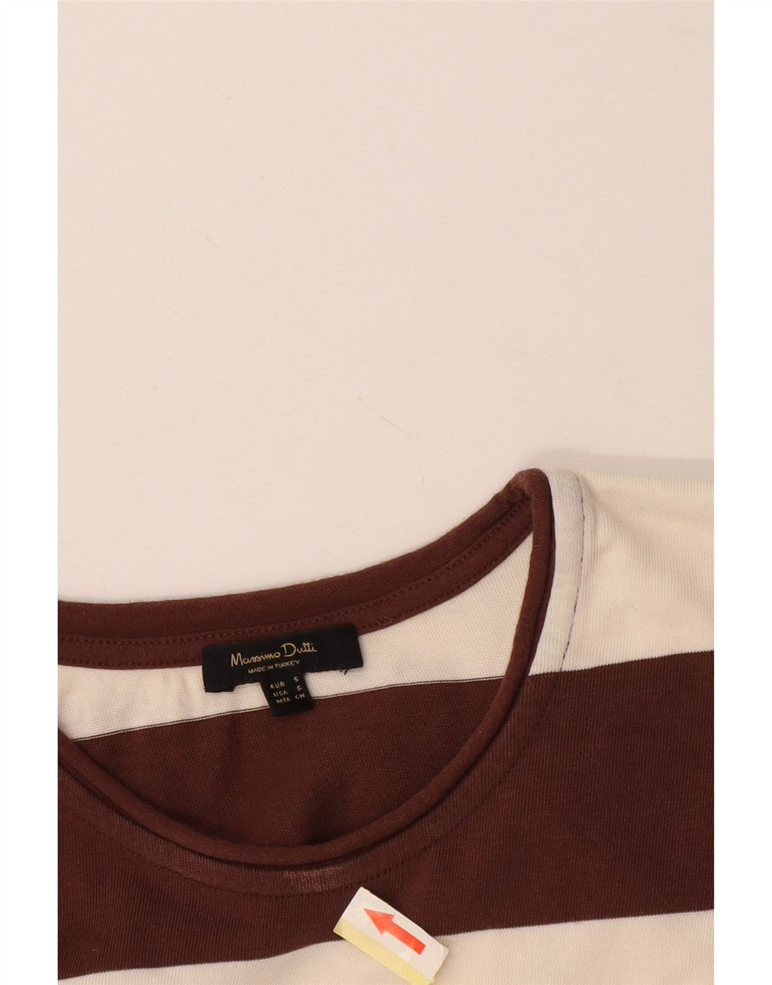 Massimo Dutti Top da uomo a maniche lunghe in cotone a righe piccole marroni