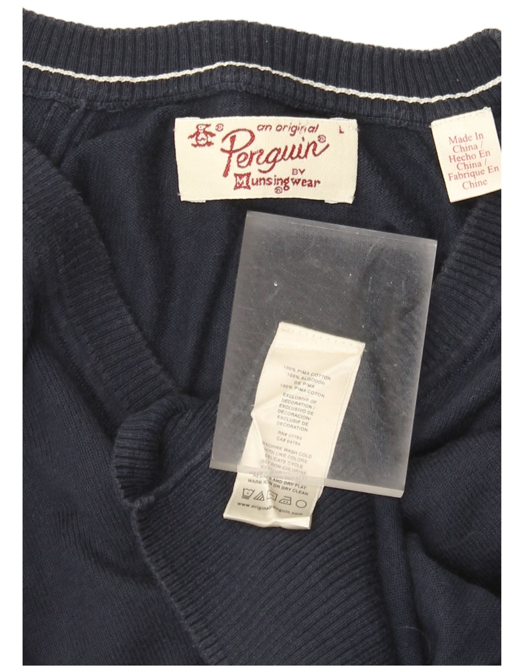Maglione da uomo con scollo a V Penguin, grande cotone blu navy