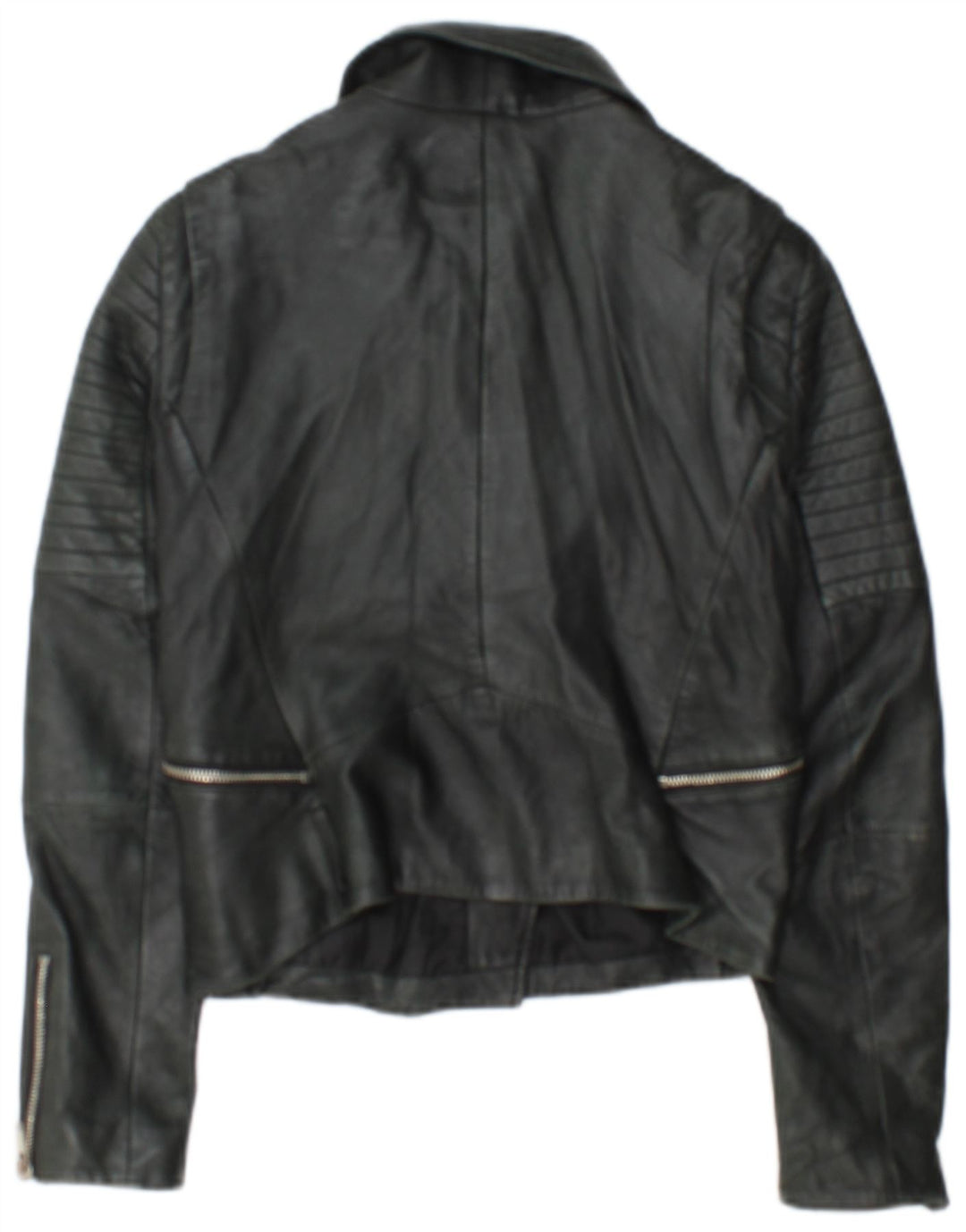 Giacca da motociclista in pelle corta da donna Zara UK 12 media nera