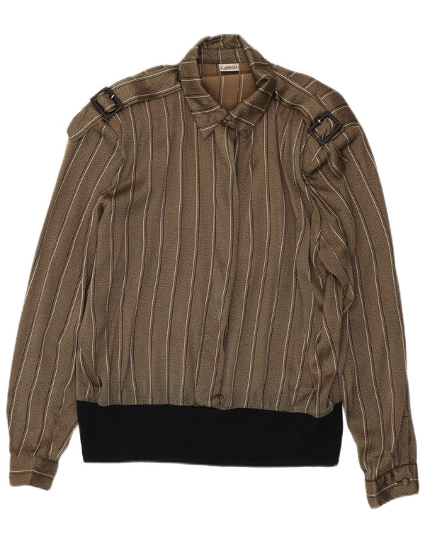 Camicetta oversize militare vintage da donna IT 44 a righe medie color kaki