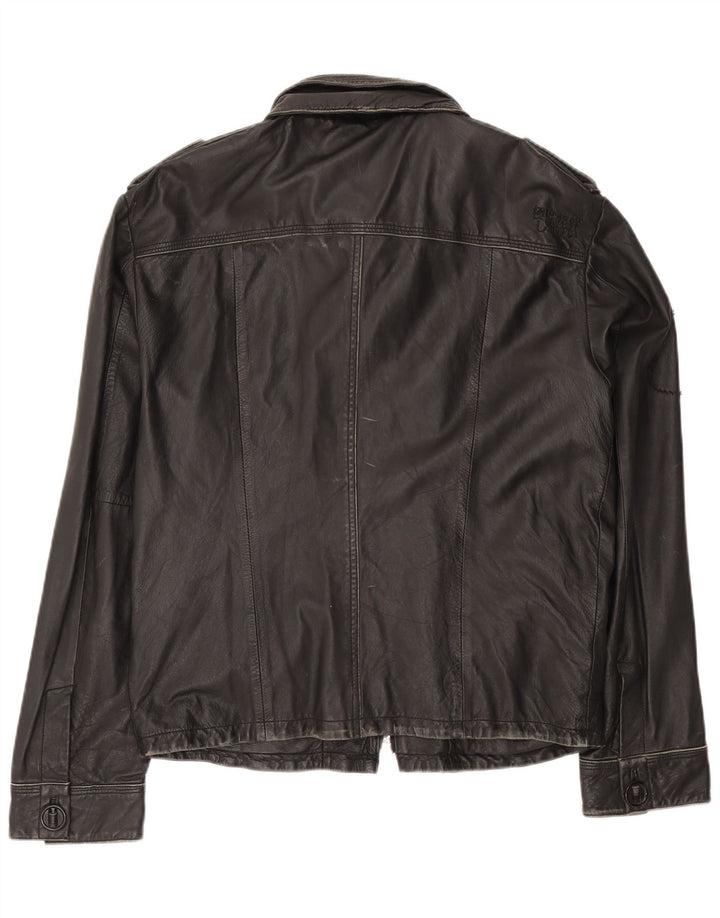 Giacca in pelle da uomo Superdry UK 42 XL in pelle nera