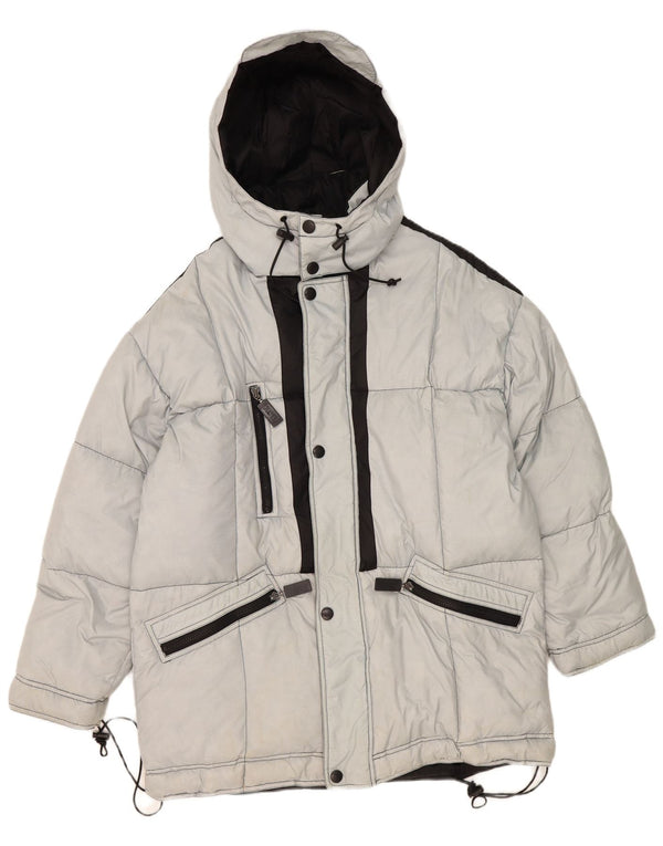 Giacca da sci vintage da uomo con vestibilità ampia con cappuccio EU 48 Poliammide grigio medio