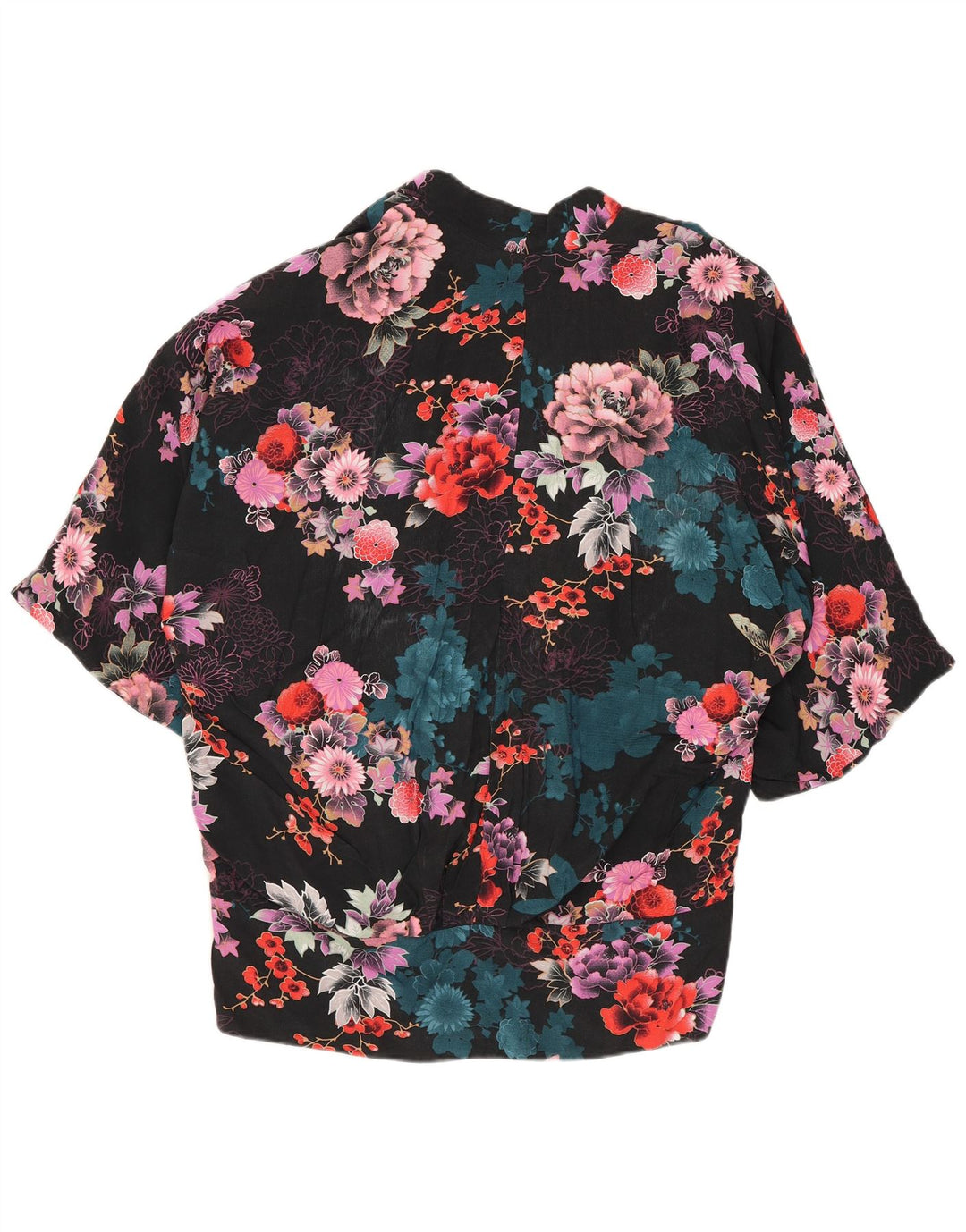 Top cardigan oversize da donna Oasis UK 8 piccolo viscosa floreale nera
