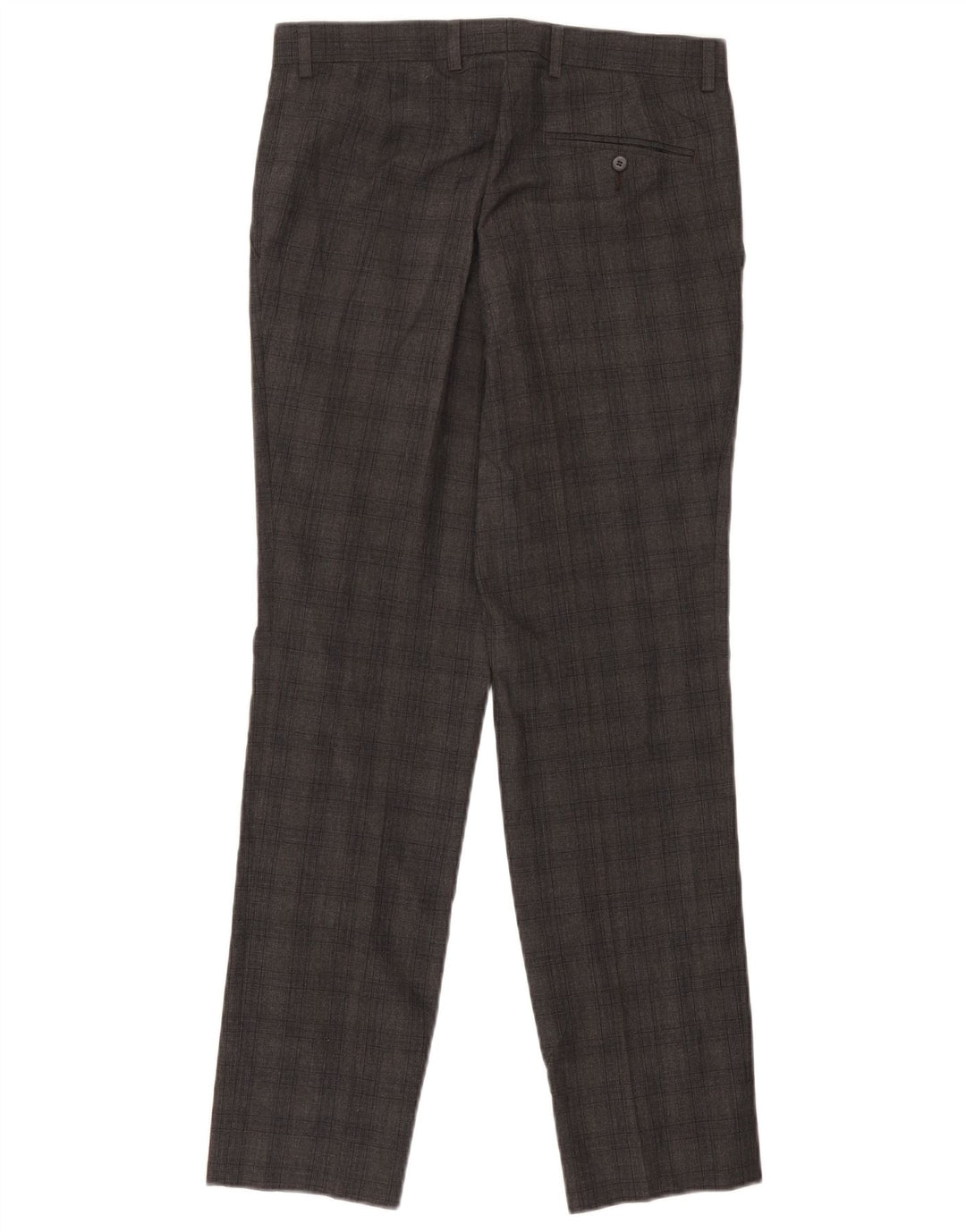 Pantaloni da abito slim da uomo Marks & Spencer W30 L31 Poliestere a quadri grigi