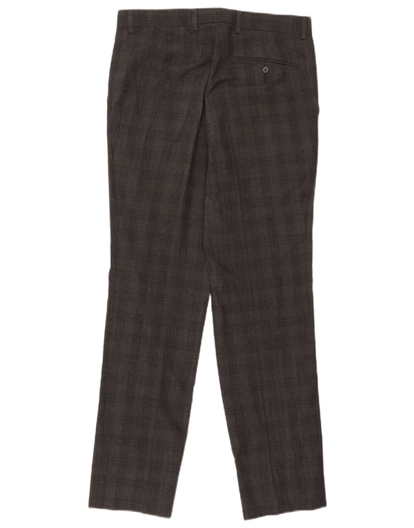 Pantaloni da abito slim da uomo Marks & Spencer W30 L31 Poliestere a quadri grigi