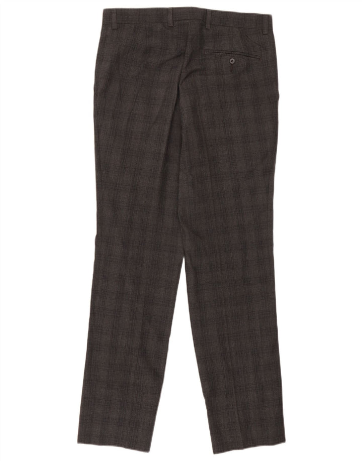 Pantaloni da abito slim da uomo Marks & Spencer W30 L31 Poliestere a quadri grigi