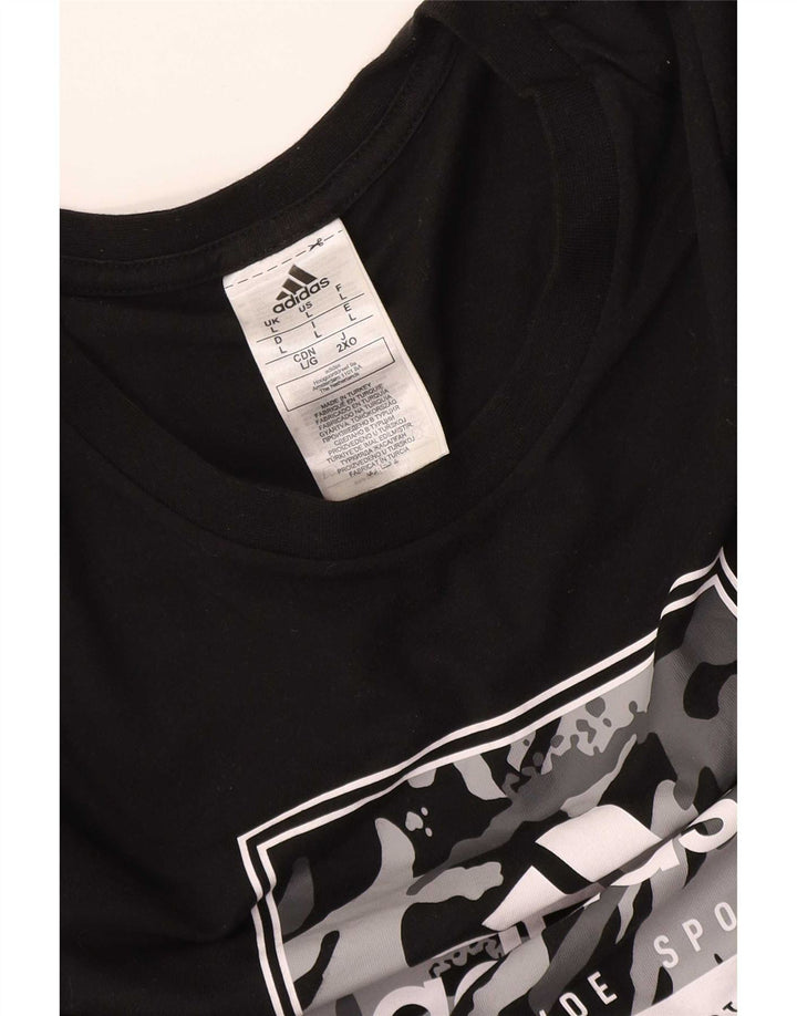 T-shirt grafica da uomo Adidas Top grande in cotone nero