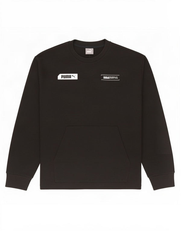 Felpa grafica da uomo Puma Maglione piccolo cotone nero