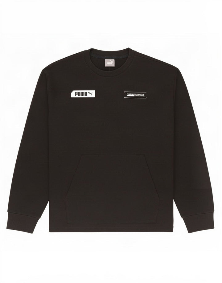 Felpa grafica da uomo Puma Maglione piccolo cotone nero