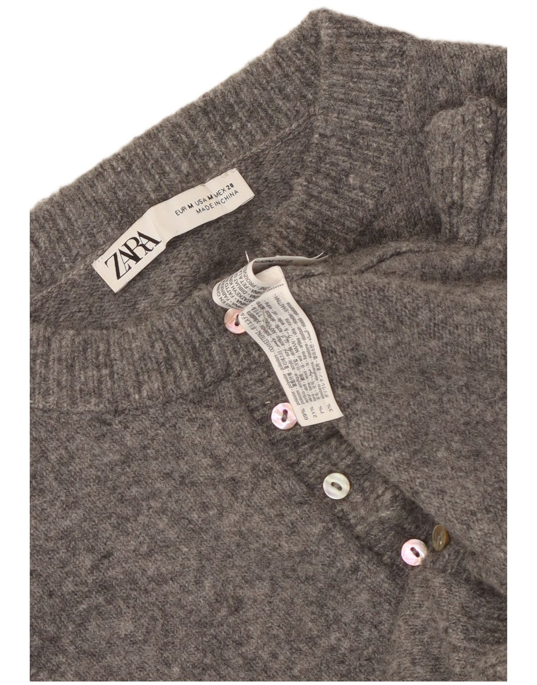 Maglione Bolero da donna Zara UK 14 Poliestere grigio medio