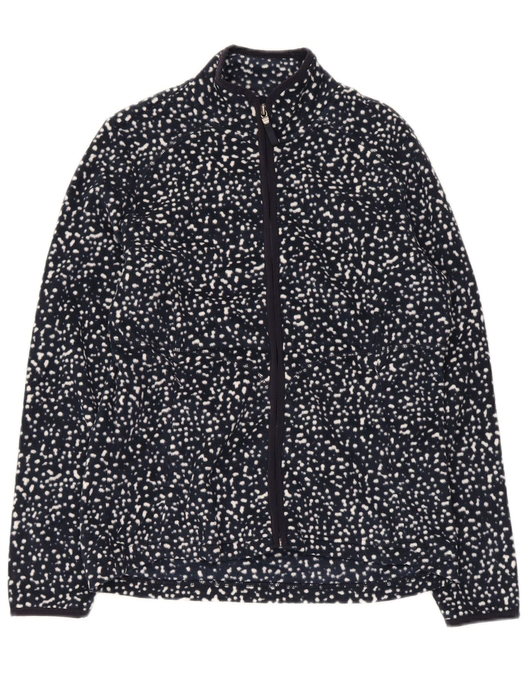 Giacca in pile da donna Marks & Spencer UK 12 medio blu navy maculato